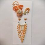 White Moti Mala ji Set with Orange Beads